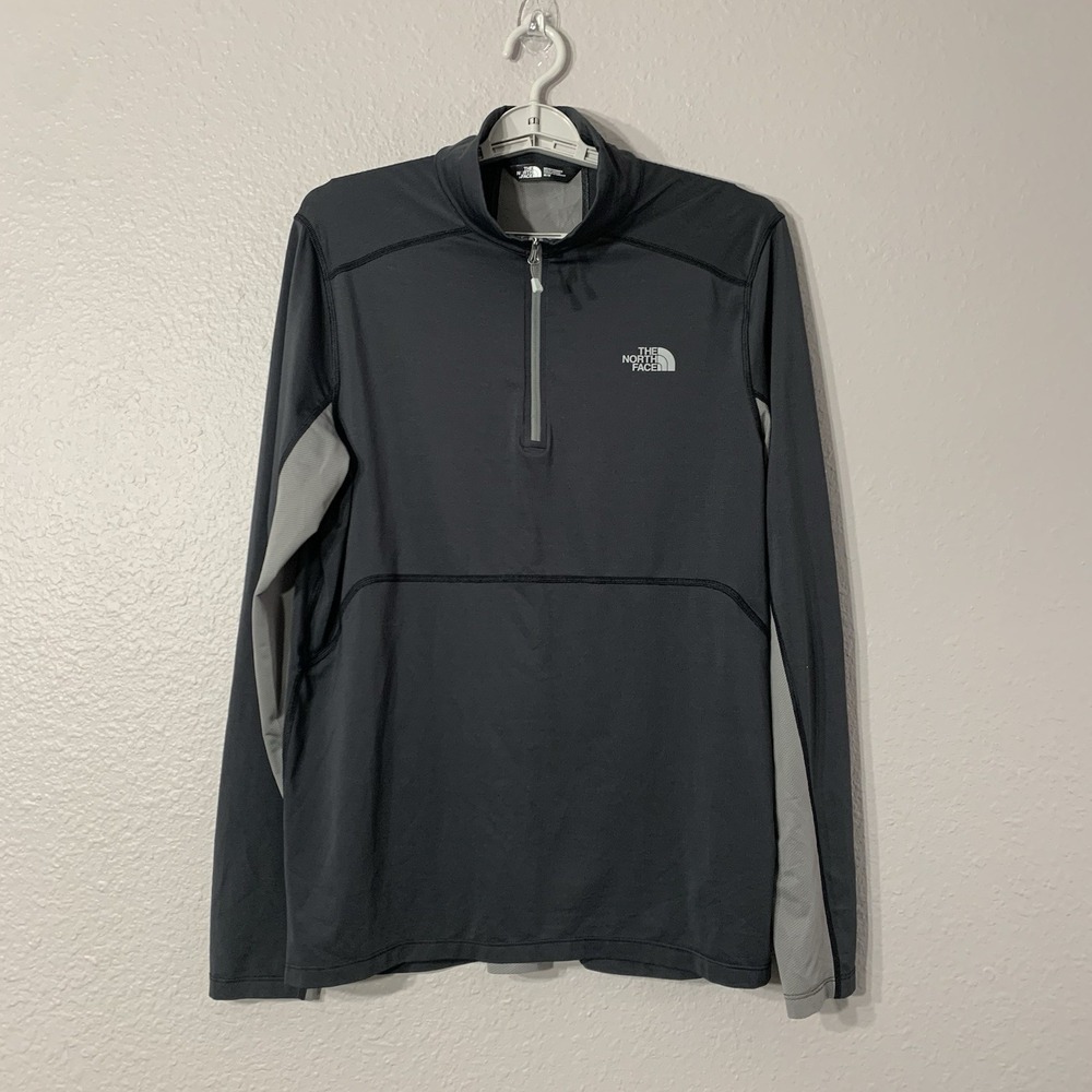 The North Face TNF‎ Men's Size M Black Gray 1/4 Zip Pullover Lightweight Active